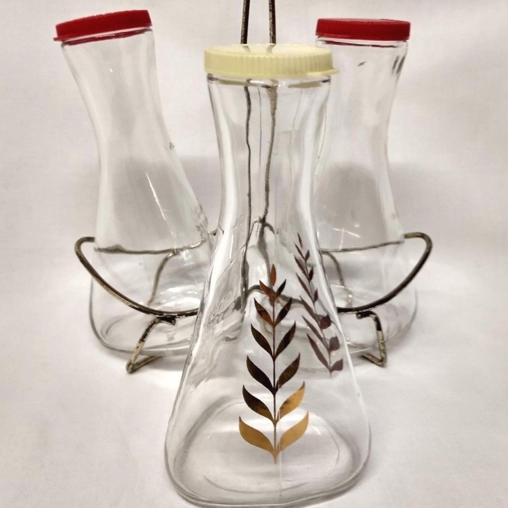 Lot 3 Vintage Good Season Glass CRUET Bottles